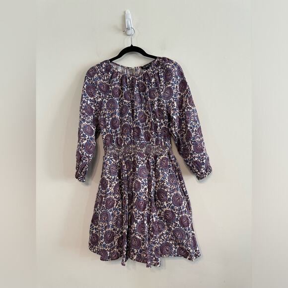 J.Crew Palermo smocked-waist mini dress in linen floral bouquet size small - Picture 2 of 10